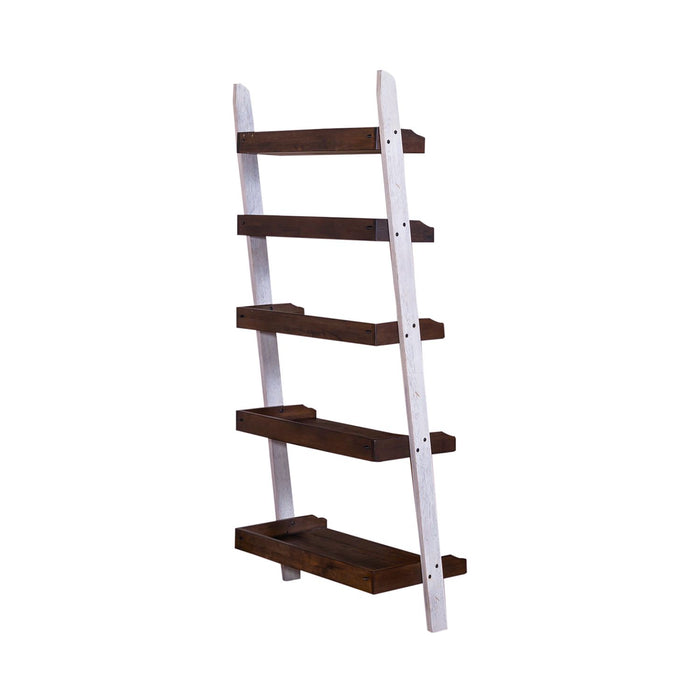 Farmhouse Leaning Bookcase in White/Oak image