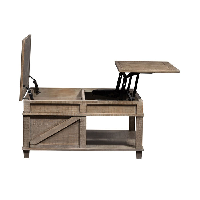 Parkland Falls Square Lift Top Cocktail Table in Weathered Taupe