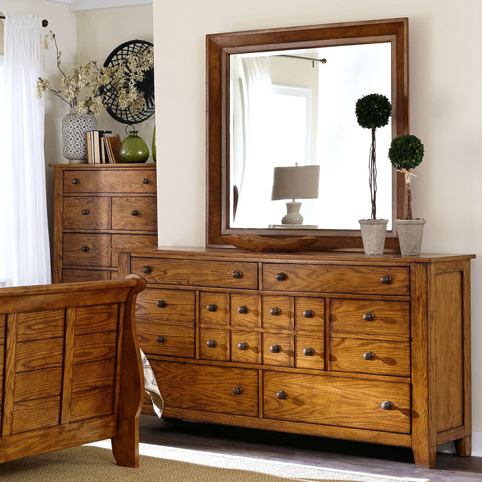 Grandpa's Cabin Mirror in Age Oak
