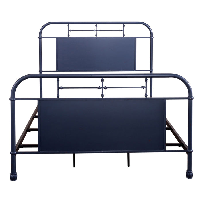 Vintage Series Queen Metal Bed in Navy
