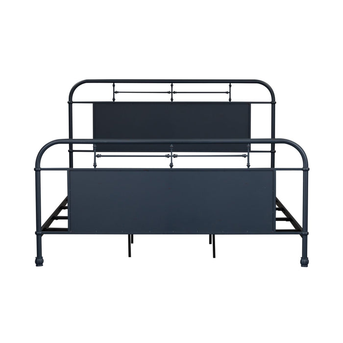 Vintage Series King Metal Bed in Navy