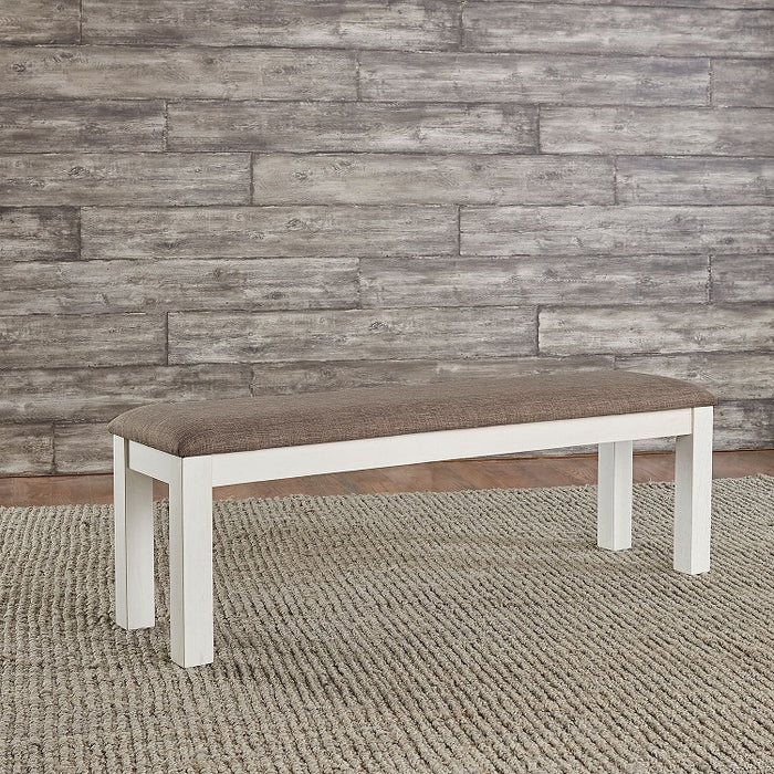 Liberty Furniture Brook Bay Uph Dining Bench in Textured White