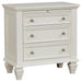 Sandy Beach 3-drawer Nightstand Cream White image