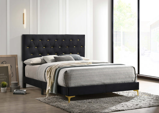 Kendall Tufted Panel Bed Black and Gold image