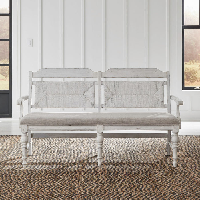 River Place Panel Back Bench in Riverstone White & Tobacco image