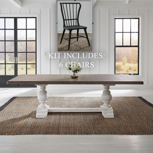 River Place Opt 7 Piece Trestle Table Set image