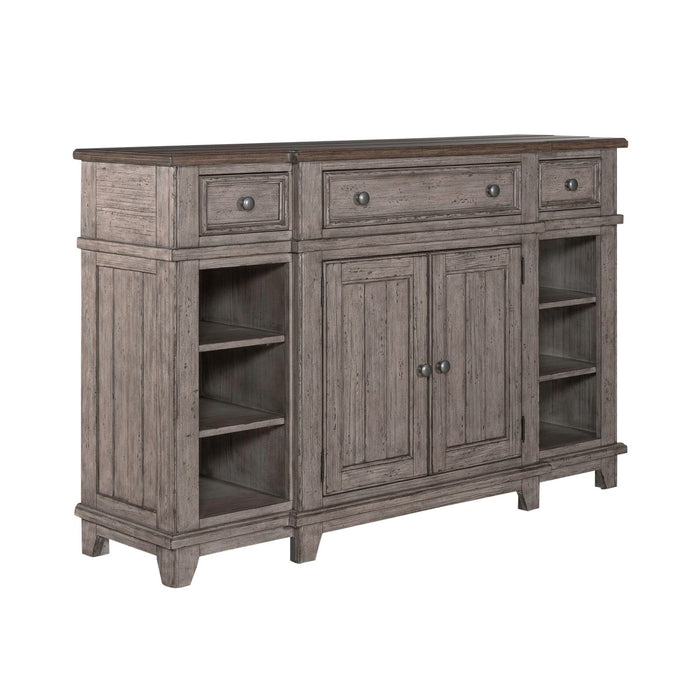 River Place Breakfront Server in Riverstone Gray & Tobacco