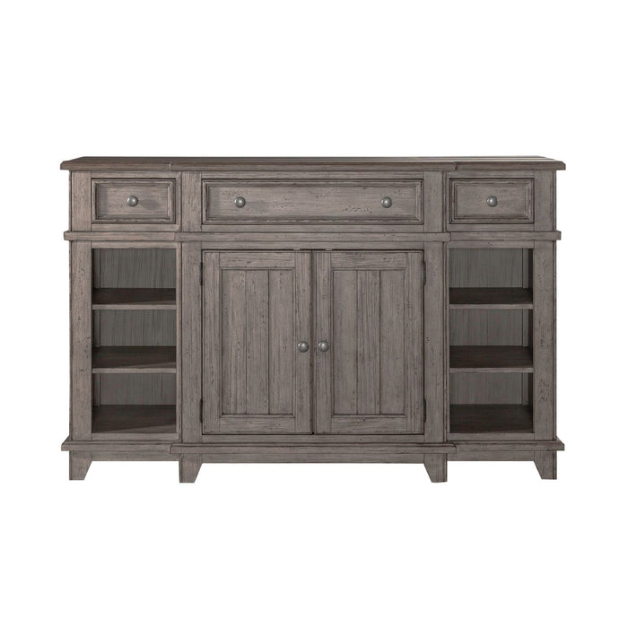 River Place Breakfront Server in Riverstone Gray & Tobacco