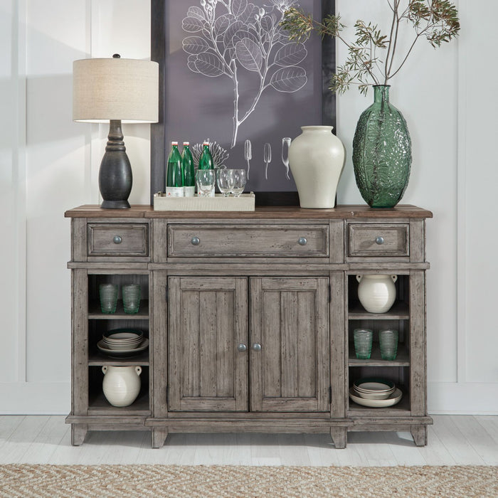 River Place Breakfront Server in Riverstone Gray & Tobacco image
