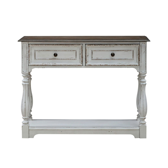 Liberty Furniture Magnolia Manor Hall Console in Antique White & Weathered Bark EST SHIP TIME APPX 4 WEEKS
