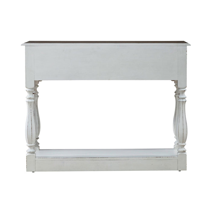 Liberty Furniture Magnolia Manor Hall Console in Antique White & Weathered Bark EST SHIP TIME APPX 4 WEEKS