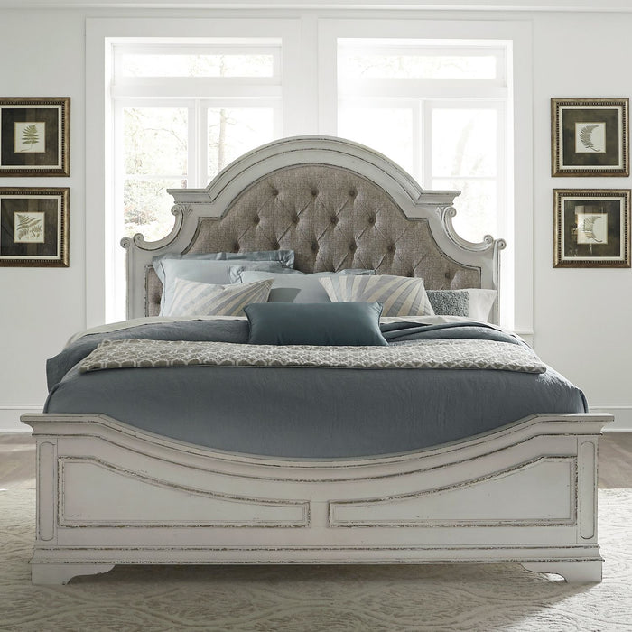 Magnolia Manor King Uph Bed, Dresser & Mirror, Chest