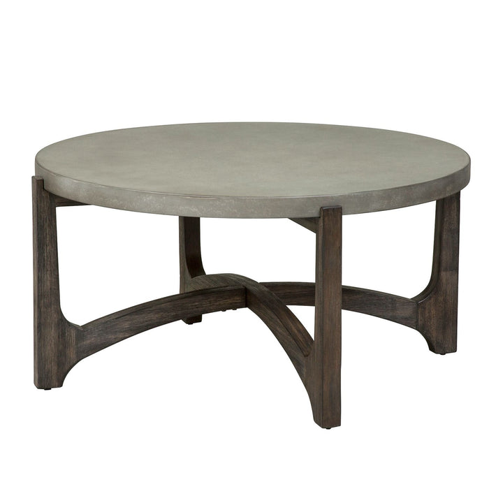 Cascade Round Cocktail Table in Wire Brush Rustic Brown