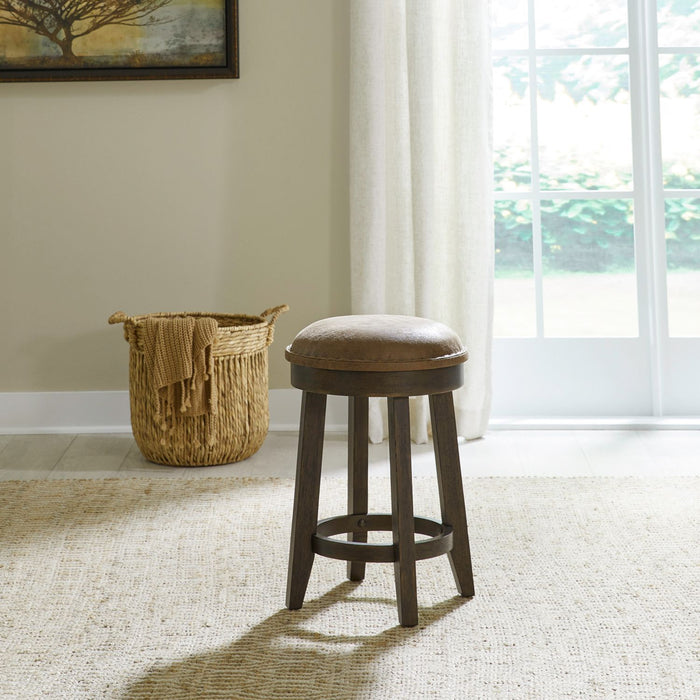 Paradise Valley Upholstered Console Stool (RTA) in Saddle Brown image