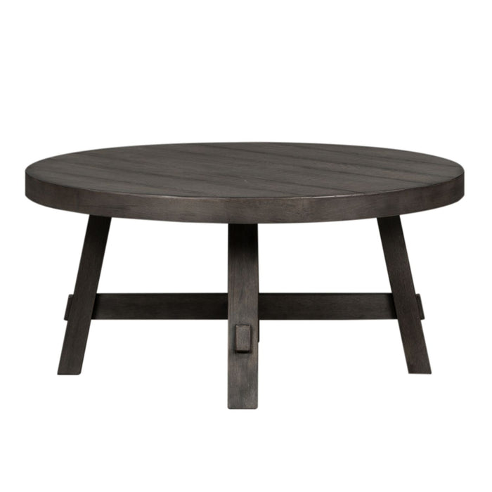 Modern Farmhouse Splay Leg Round Cocktail Table in Dusty Charcoal image
