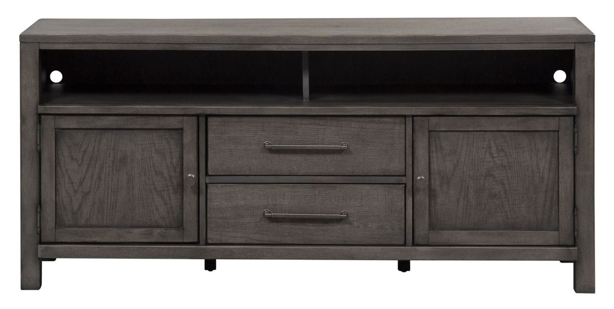 Liberty Modern Farmhouse 66" Entertainment Center with Piers in Dusty Charcoal