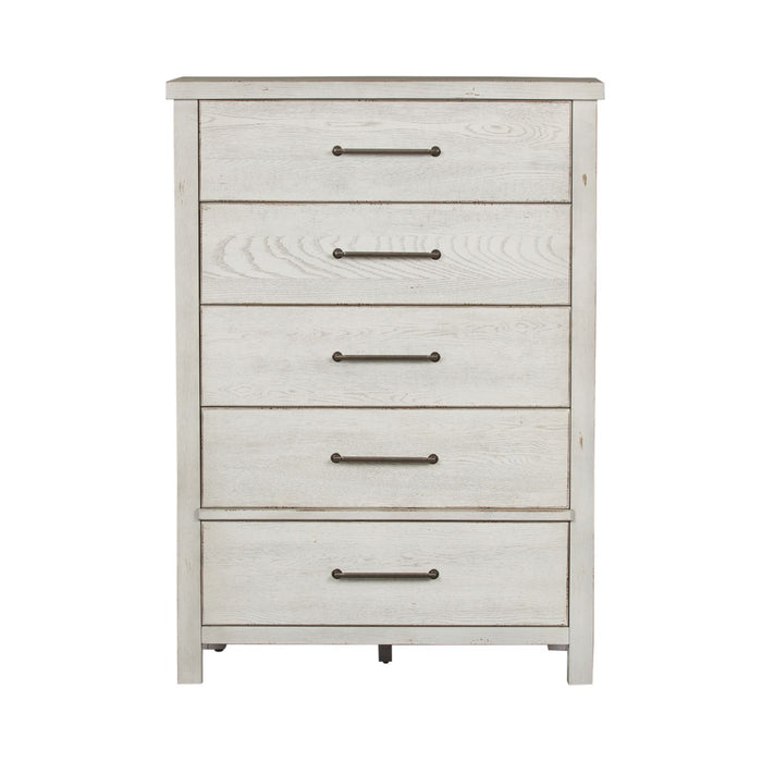 Modern Farmhouse 5 Drawer Chest in White image