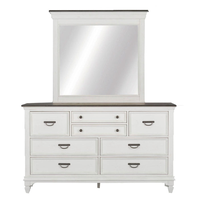 Allyson Park King California Panel Bed, Dresser & Mirror, Chest