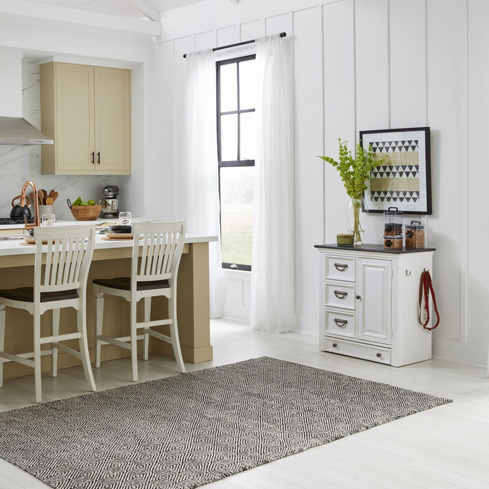 Liberty Furniture Allyson Park Pet Feeder in Wirebrushed White with Charcoal Top EST SHIP TIME APPX 4 WEEKS