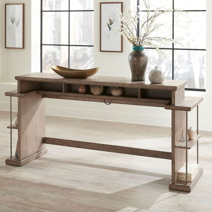 Liberty Furniture City Scape Console Bar Table in White Oak Veneers