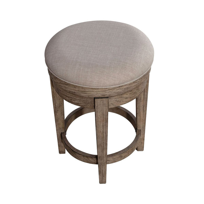 Liberty Furniture City Scape Upholstered Swivel Console Stool in White Oak Veneers