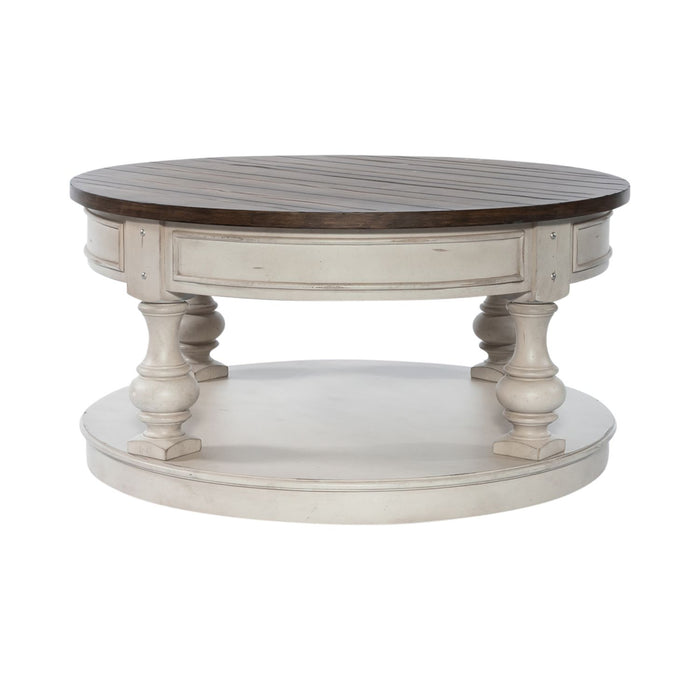 Morgan Creek Round Cocktail Table in Antique White