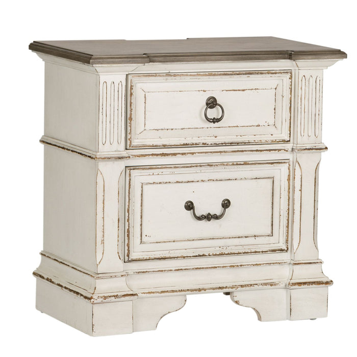 Abbey Park King Uph Sleigh Bed, Dresser & Mirror, Chest, Night Stand