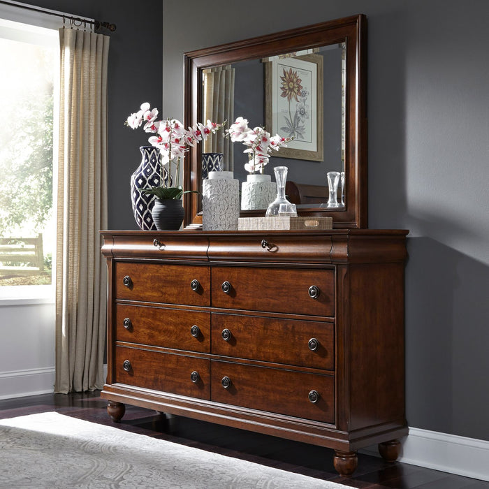Rustic Traditions King Sleigh Bed, Dresser & Mirror