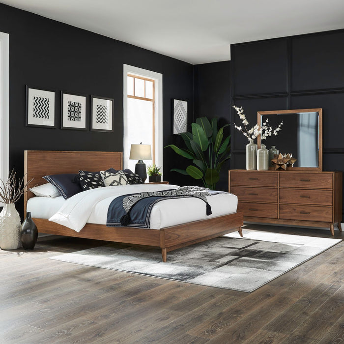 Century Modern King California Platform Bed, Dresser & Mirror image