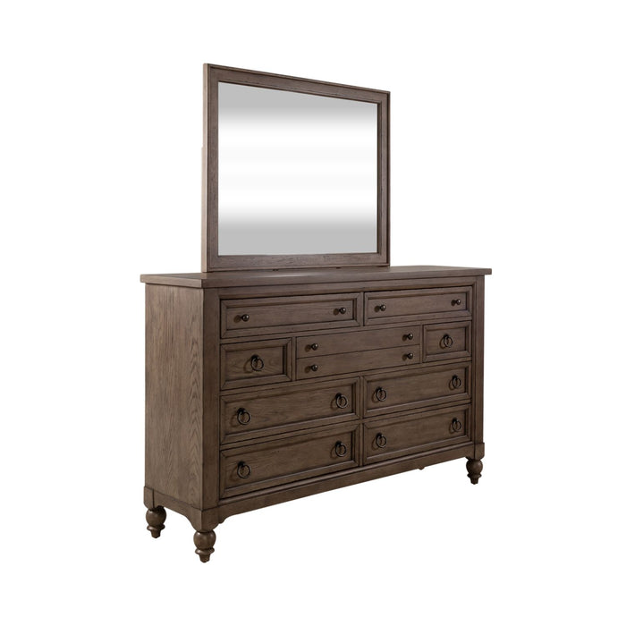Americana Farmhouse King California Sleigh Bed, Dresser & Mirror, Chest