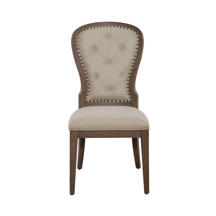 Americana Farmhouse Uph Tufted Back Side Chair (Set of 2) in Dusty Taupe & Black