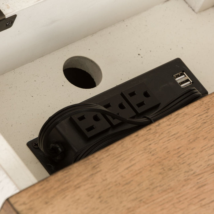 Farmhouse Reimagined Door Chair Side Table w/ Charging in Antique White