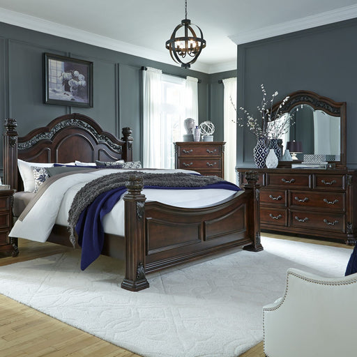 Messina Estates Queen Poster Bed, Dresser & Mirror, Chest image