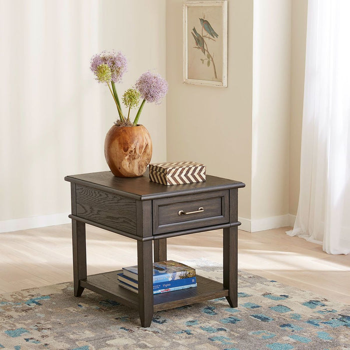 Liberty Furniture Mill Creek Drawer End Table in Peppercorn