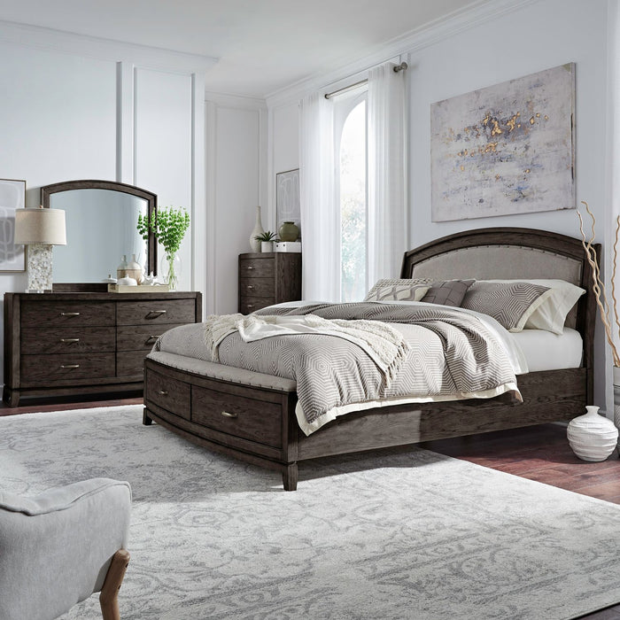 Avalon King Uph Storage Bed, Dresser & Mirror, Chest image