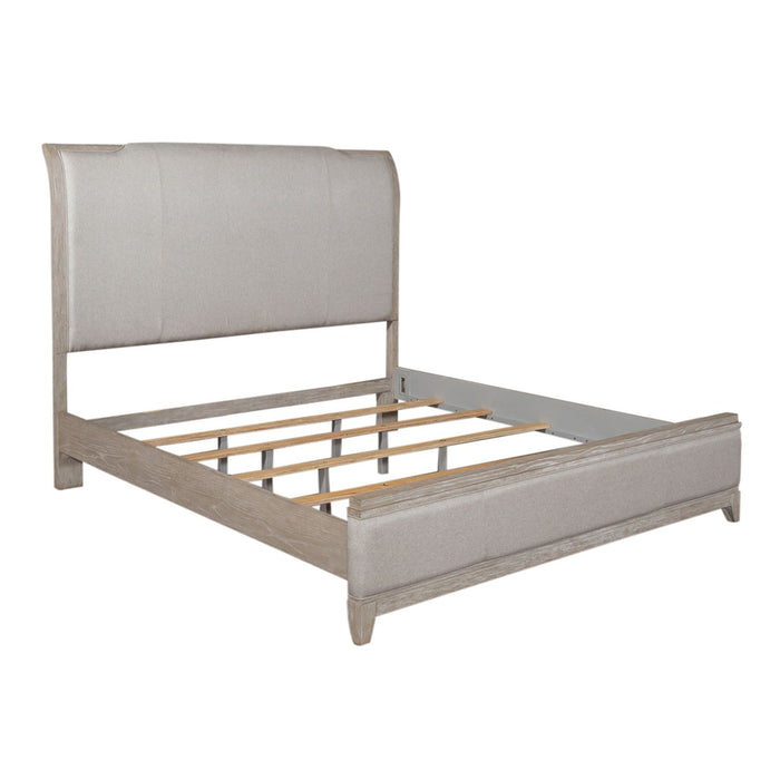 Belmar King Uph Bed, Dresser & Mirror, Chest