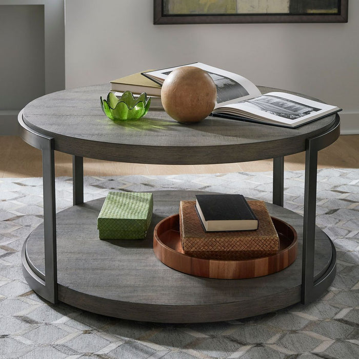 Liberty Furniture Modern View Round Cocktail Table in Gray