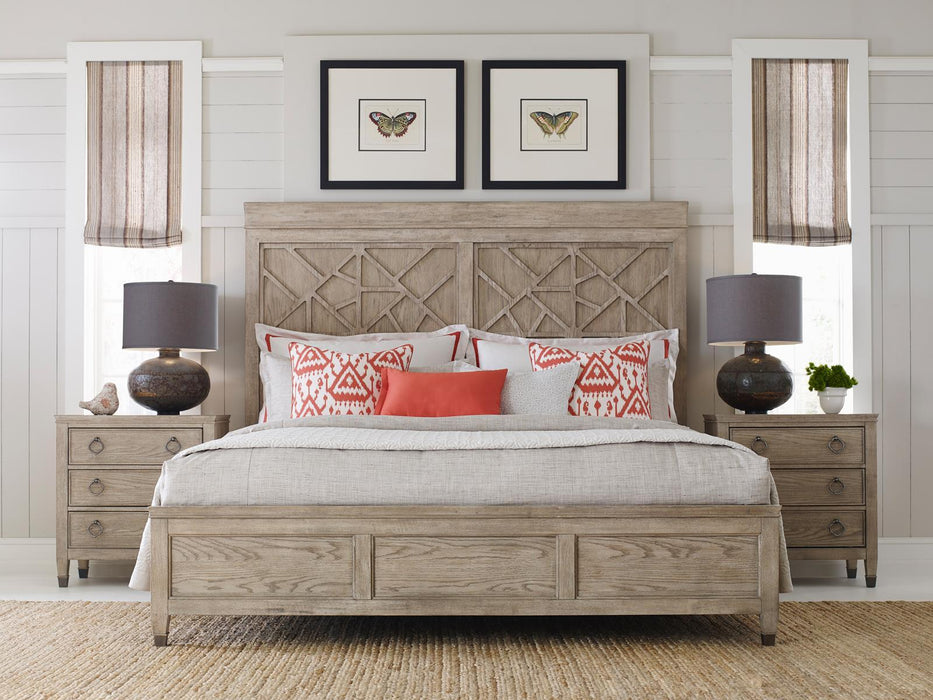 American Drew Vista Altamonte California King Panel Bed in White Oak