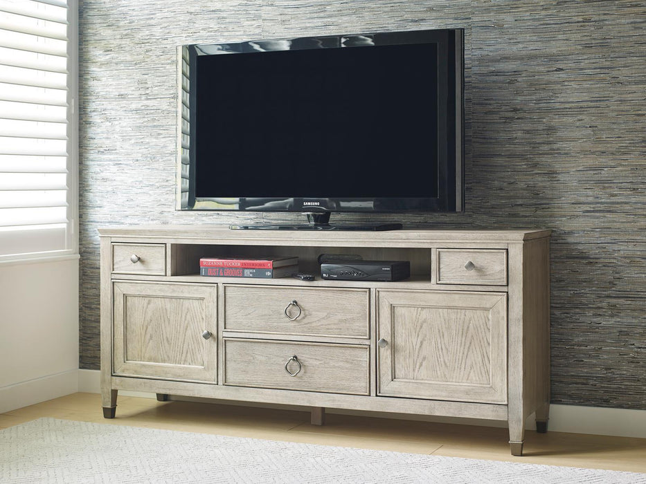 American Drew Vista Biscane Entertainment Console in White Oak