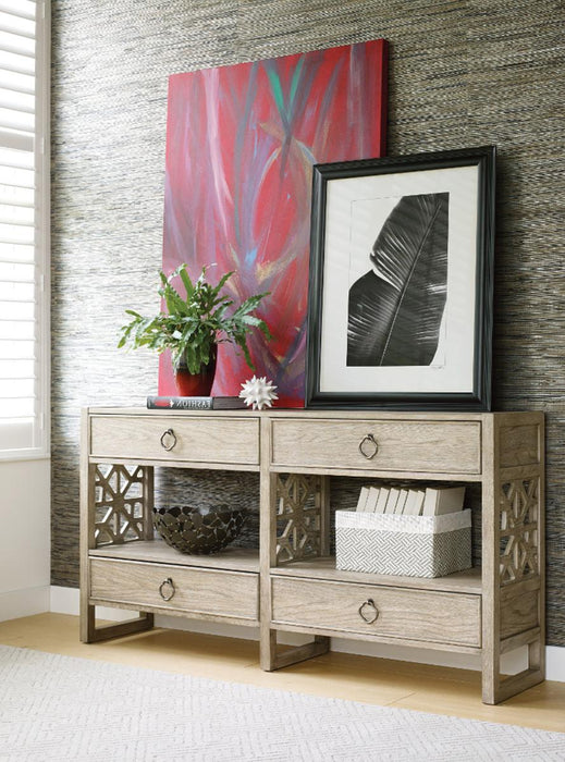 American Drew Vista Biscane Hall Console in White Oak