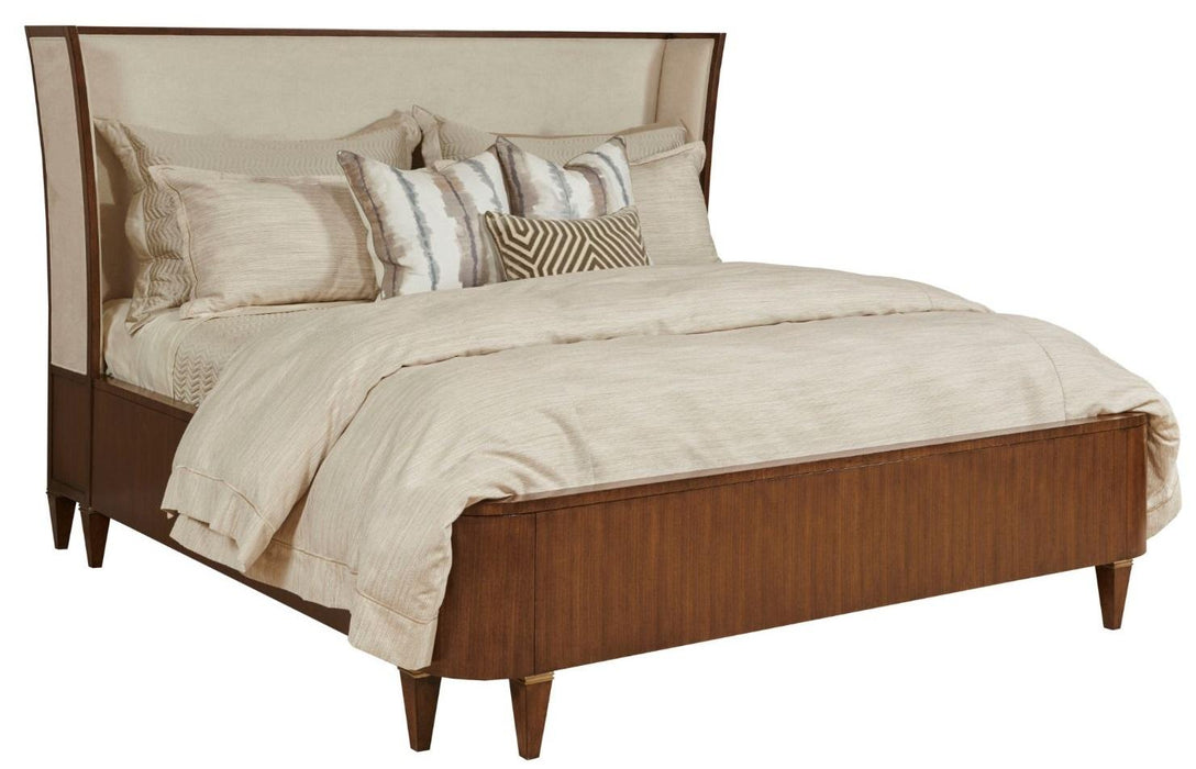 American Drew Vantage Morris King Upholstered Bed in Medium StainR