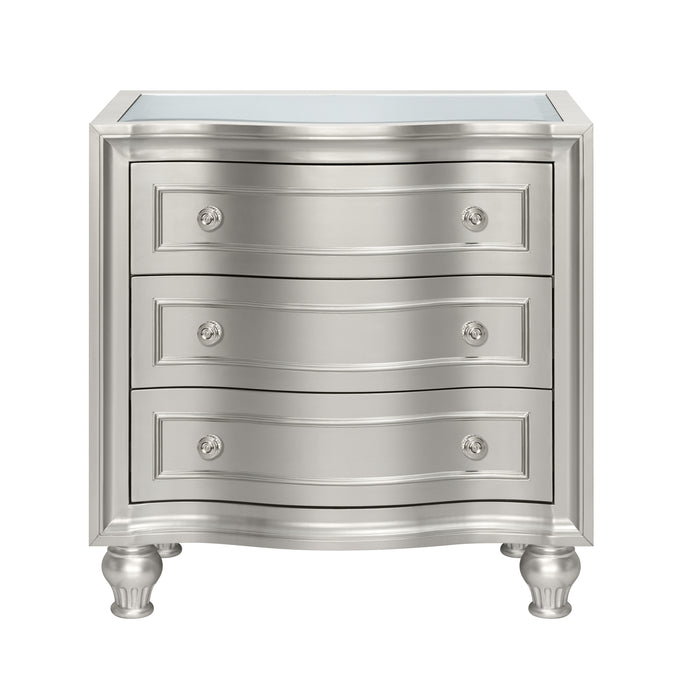 Reflections Nightstand W/Mirrored Top-Silver