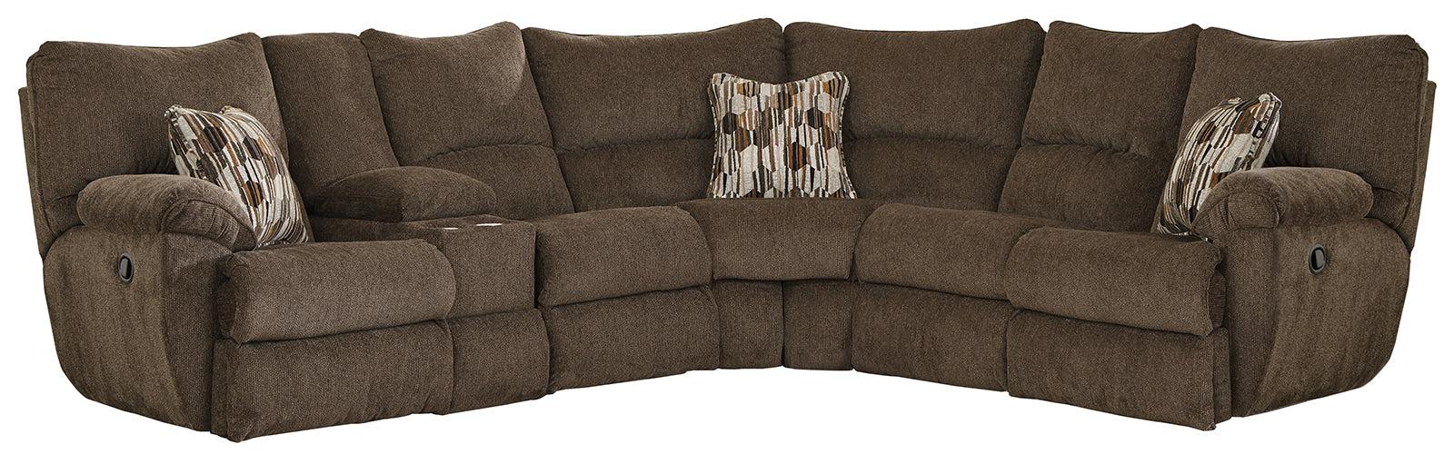 Catnapper Elliott 2pc Power Lay Flat Reclining Sectional in Chocolate
