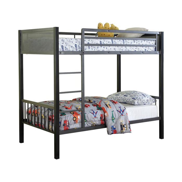 Meyers Twin Over Twin Metal Bunk Bed Black and Gunmetal