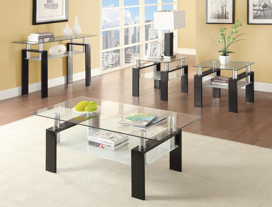 Dyer Tempered Glass End Table with Shelf Black