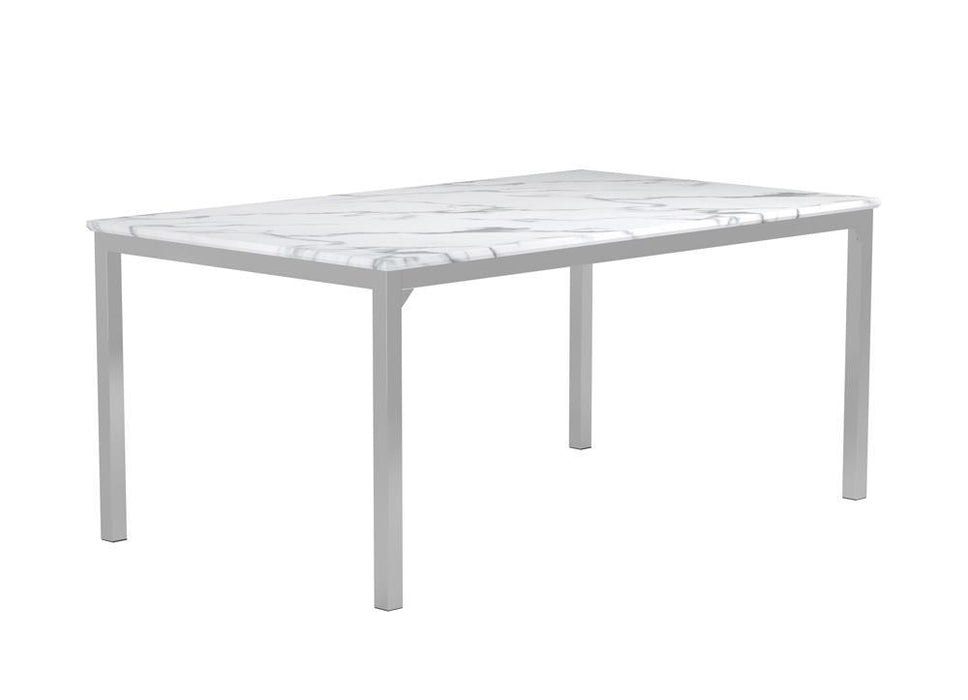 Athena Rectangle Dining Table with Marble Top Chrome