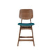 Oscar Counter Chair With Forest Green Cushion-Walnut