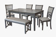 Gia 5 Pc 60" Dining Table & 4 Chairs-Gray