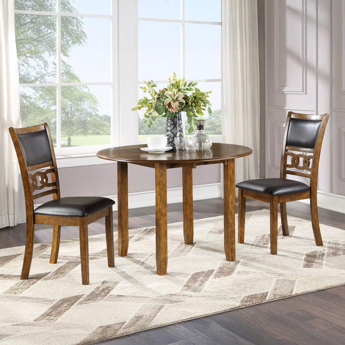 Gia 3 Pc 42" Drop Leaf Dining Table & 2 Chairs-Brown