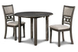 Gia 3 Pc 42" Drop Leaf Dining Table & 2 Chairs-Gray